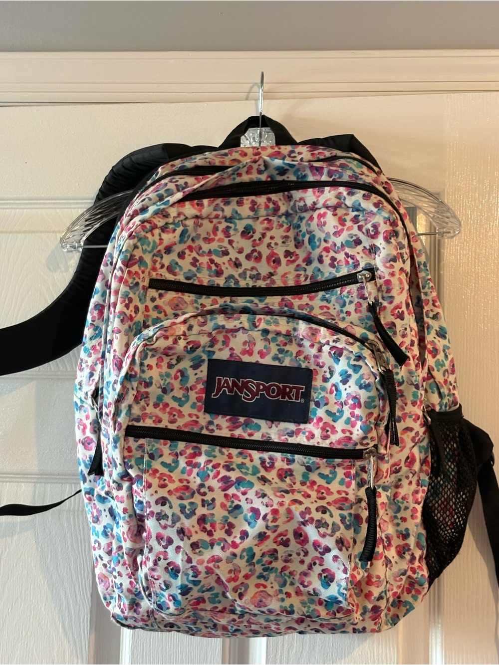 Jansport Pink Multicolor Leopard Print big student Backpack